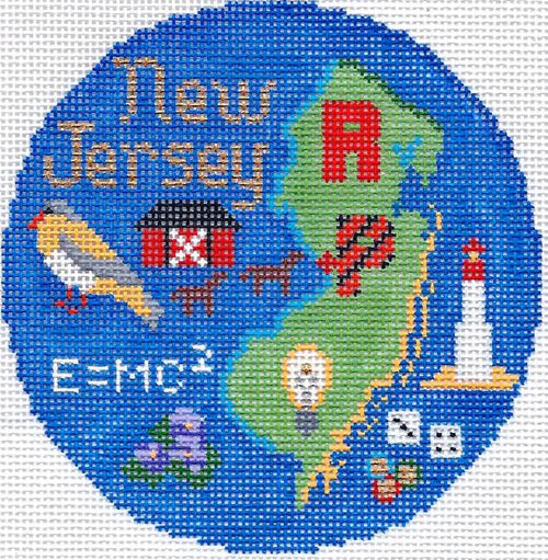 Silver Needle New Jersey Ornament Needlepoint Canvas