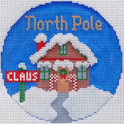 Silver Needle Travel Round North Pole Ornament Needlepoint Canvas