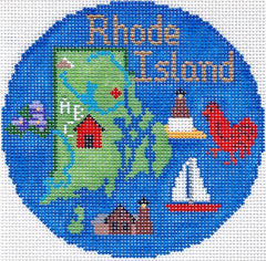 Silver Needle Travel Round Rhode Island Ornament Needlepoint Canvas