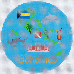 Silver Needle Travel Round Bahamas Ornament Needlepoint Canvas