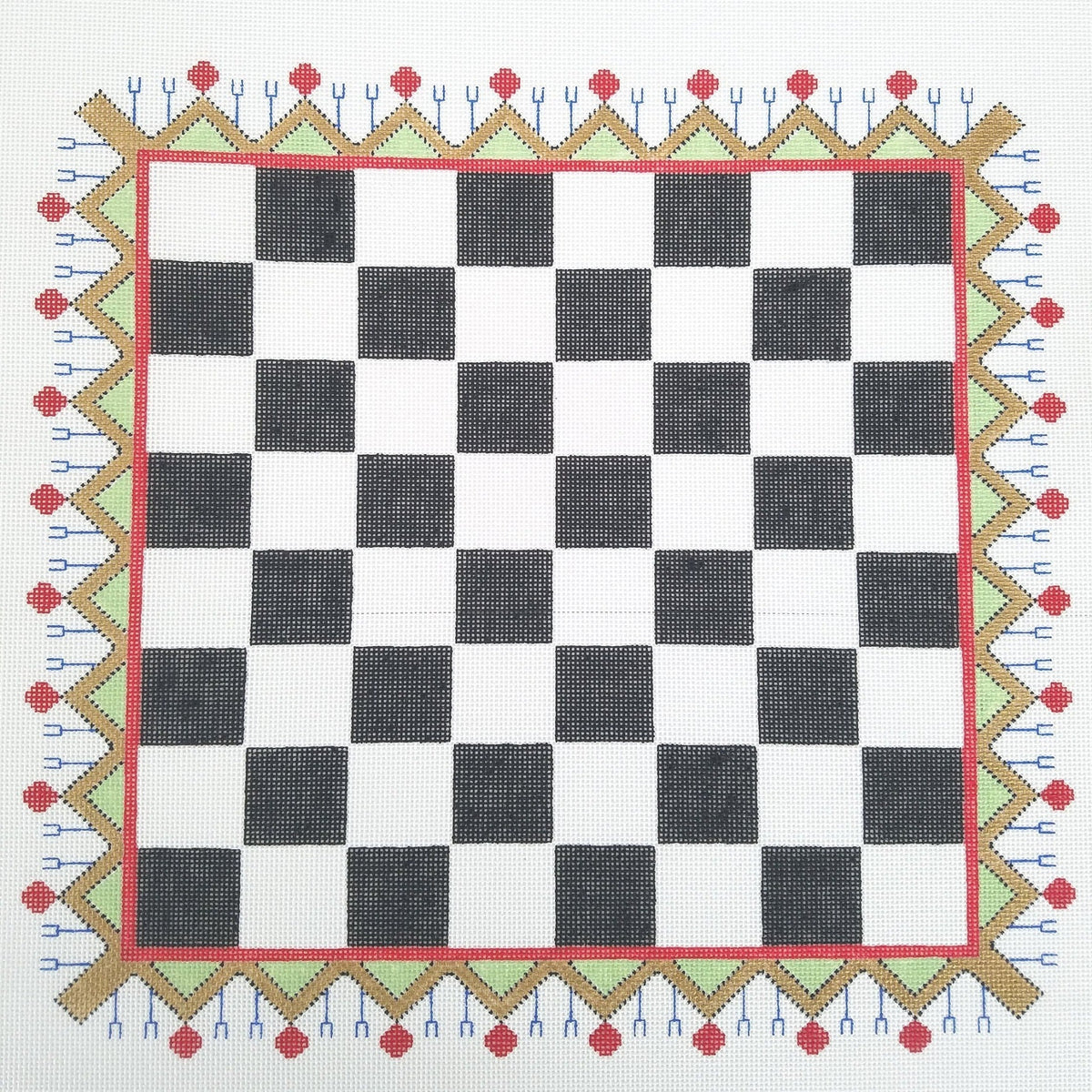 Silver Stitch Needlepoint Checkers or Chess Board Needlepoint Canvas