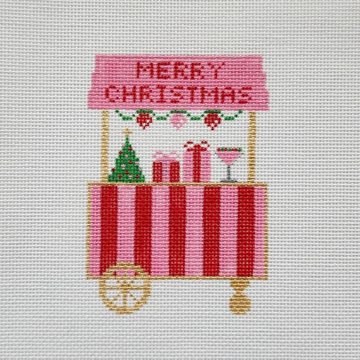 Silver Stitch Needlepoint Christmas Cart Needlepoint Canvas