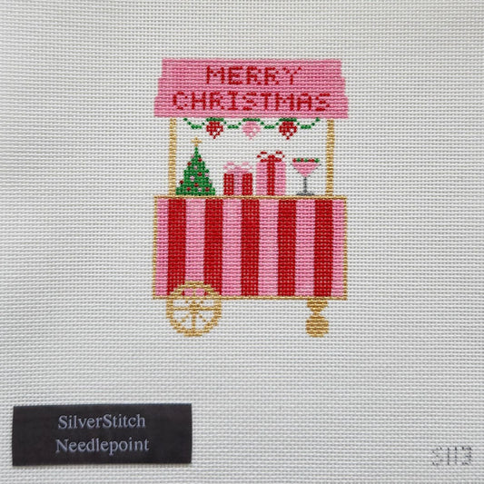 Silver Stitch Needlepoint Christmas Cart Needlepoint Canvas