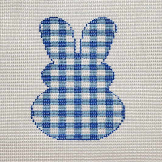 Silver Stitch Needlepoint Gingham Bunny Needlepoint Canvas - Blue