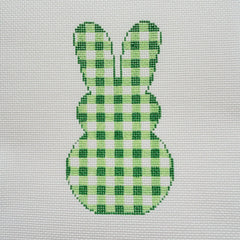 Silver Stitch Needlepoint Gingham Bunny Needlepoint Canvas - Green