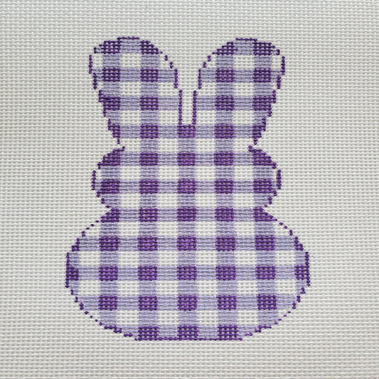 Silver Stitch Needlepoint Gingham Bunny Needlepoint Canvas - Lavender