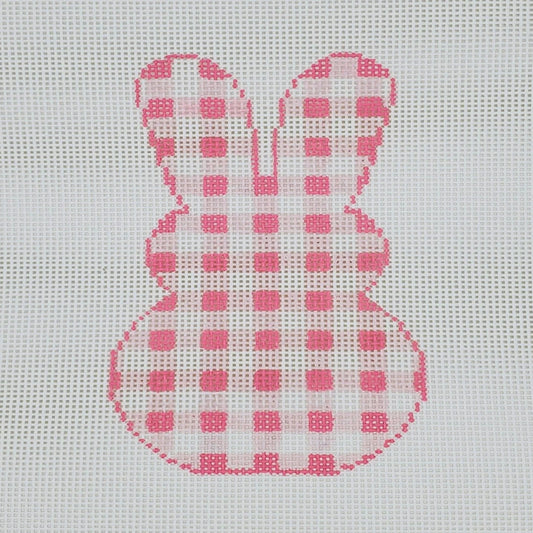 Silver Stitch Needlepoint Gingham Bunny Needlepoint Canvas - Pink