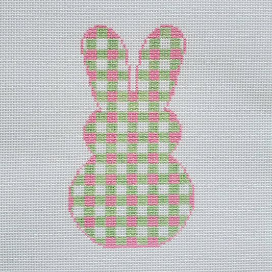 Silver Stitch Needlepoint Gingham Bunny Needlepoint Canvas - Preppy