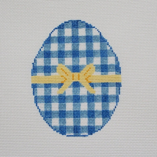 Silver Stitch Needlepoint Gingham Egg Needlepoint Canvas - Blue