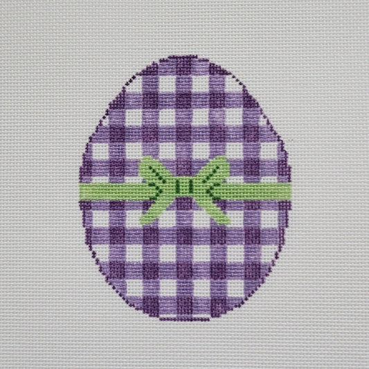 Silver Stitch Needlepoint Gingham Egg Needlepoint Canvas - Lavender