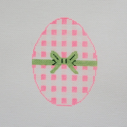 Silver Stitch Needlepoint Gingham Egg Needlepoint Canvas - Pink