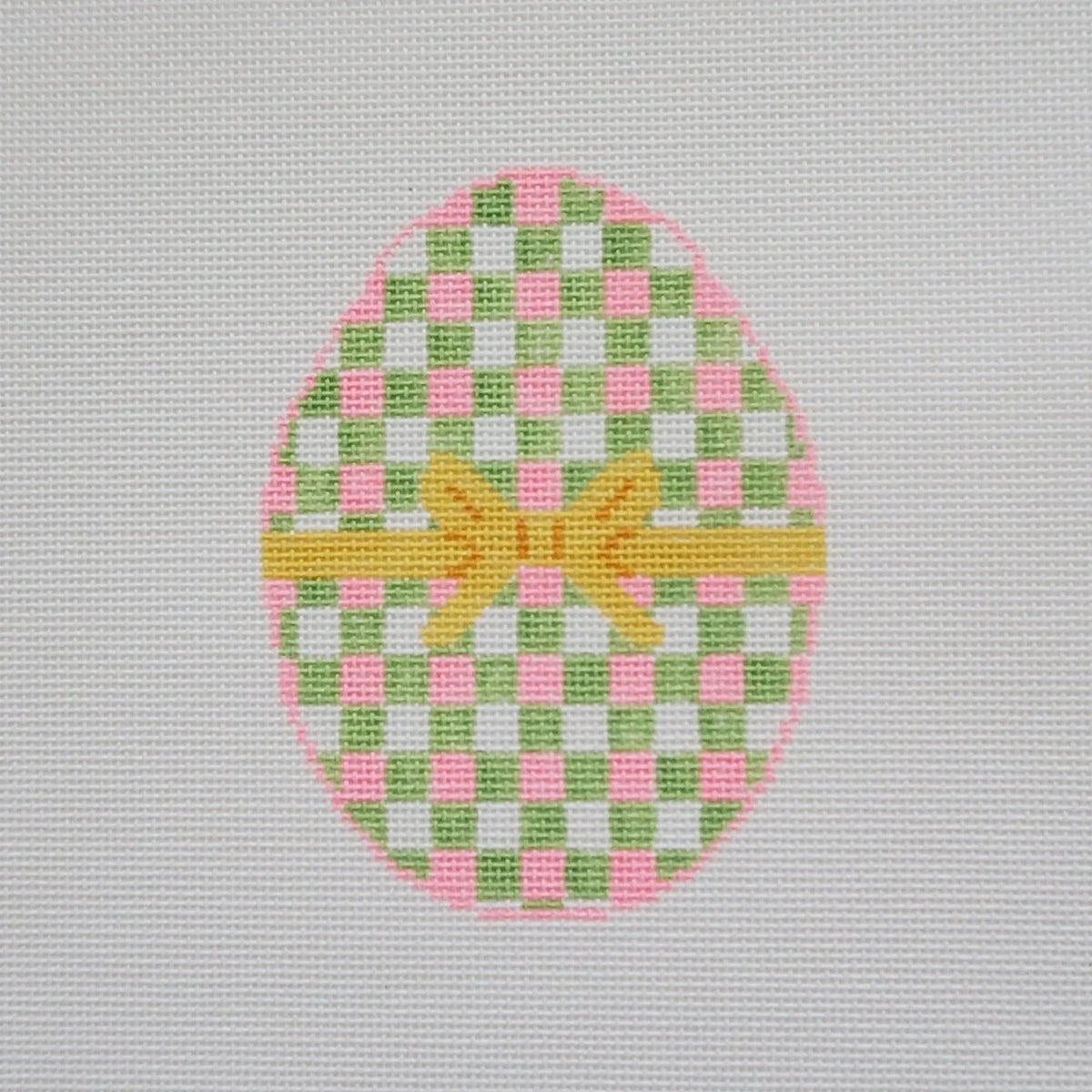 Silver Stitch Needlepoint Gingham Egg Needlepoint Canvas - Preppy