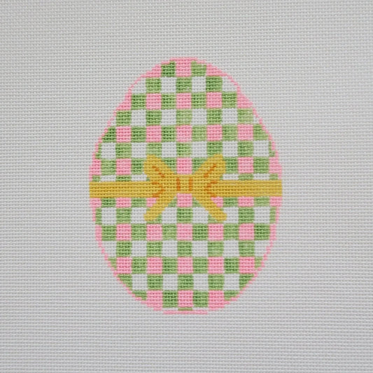 Silver Stitch Needlepoint Gingham Egg Needlepoint Canvas - Preppy