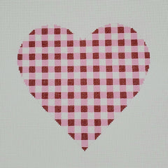 Silver Stitch Needlepoint Gingham Heart Needlepoint Canvas - Large Red