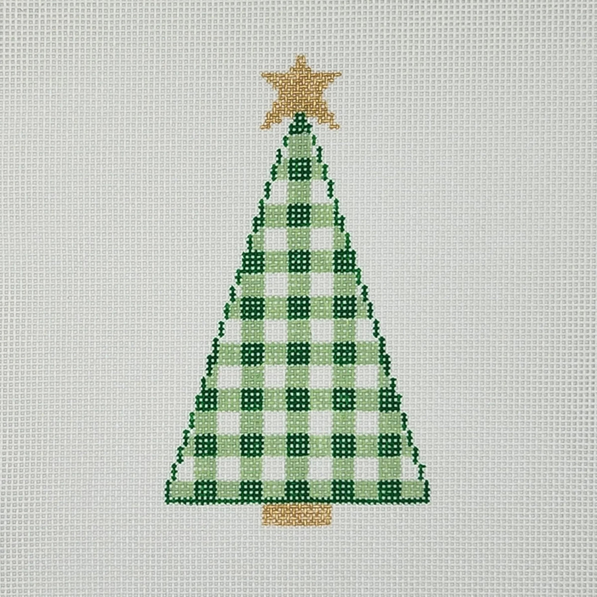 Silver Stitch Needlepoint Gingham Tree Needlepoint Canvas - Green