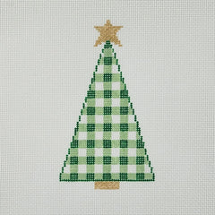 Silver Stitch Needlepoint Gingham Tree Needlepoint Canvas - Green