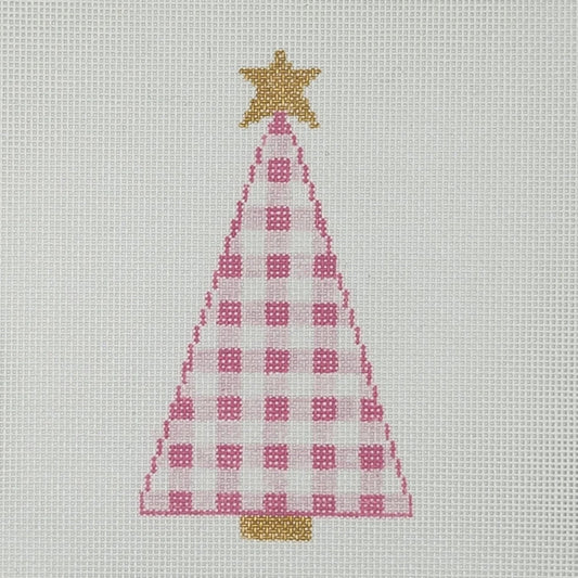 Silver Stitch Needlepoint Gingham Tree Needlepoint Canvas - Pink