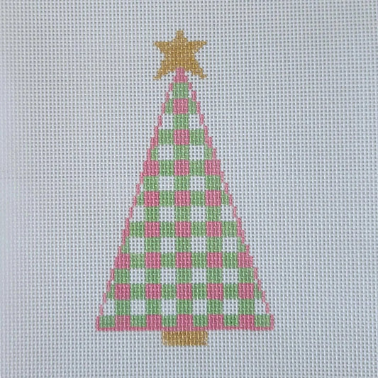 Silver Stitch Needlepoint Gingham Tree Needlepoint Canvas - Preppy