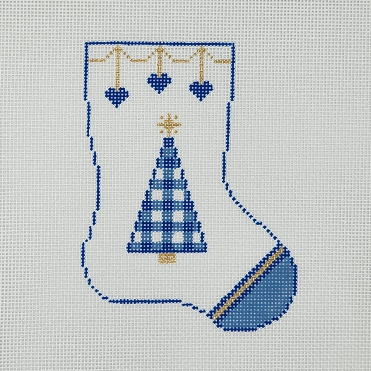 Silver Stitch Needlepoint Mini Christmas Stocking Needlepoint Canvas - Blue