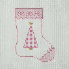 Silver Stitch Needlepoint Mini Christmas Stocking Needlepoint Canvas - Pink