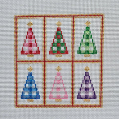 Silver Stitch Needlepoint Mini Gingham Trees Ornament Needlepoint Canvas