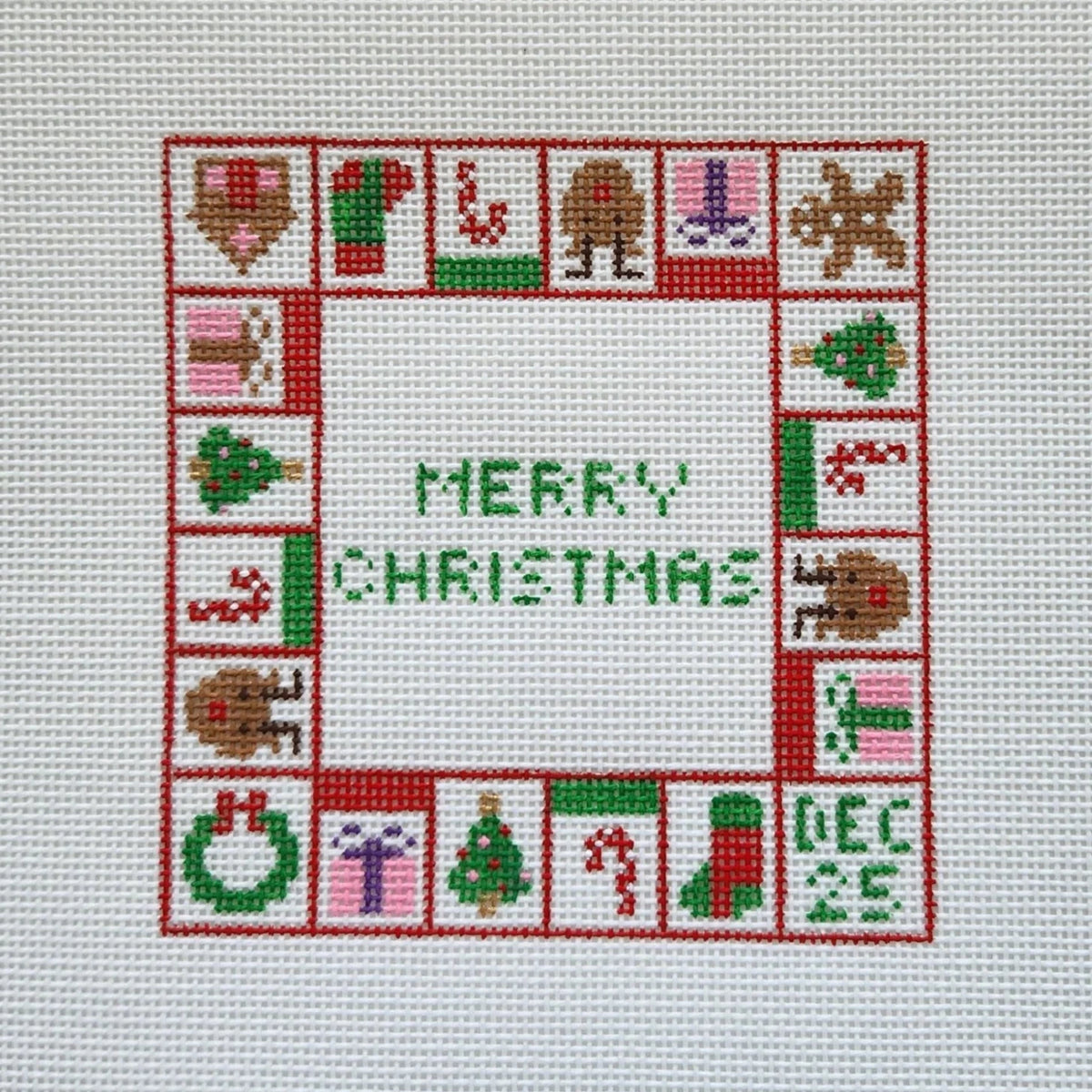 Silver Stitch Needlepoint Mini Merry Christmas Monopoly Needlepoint Canvas