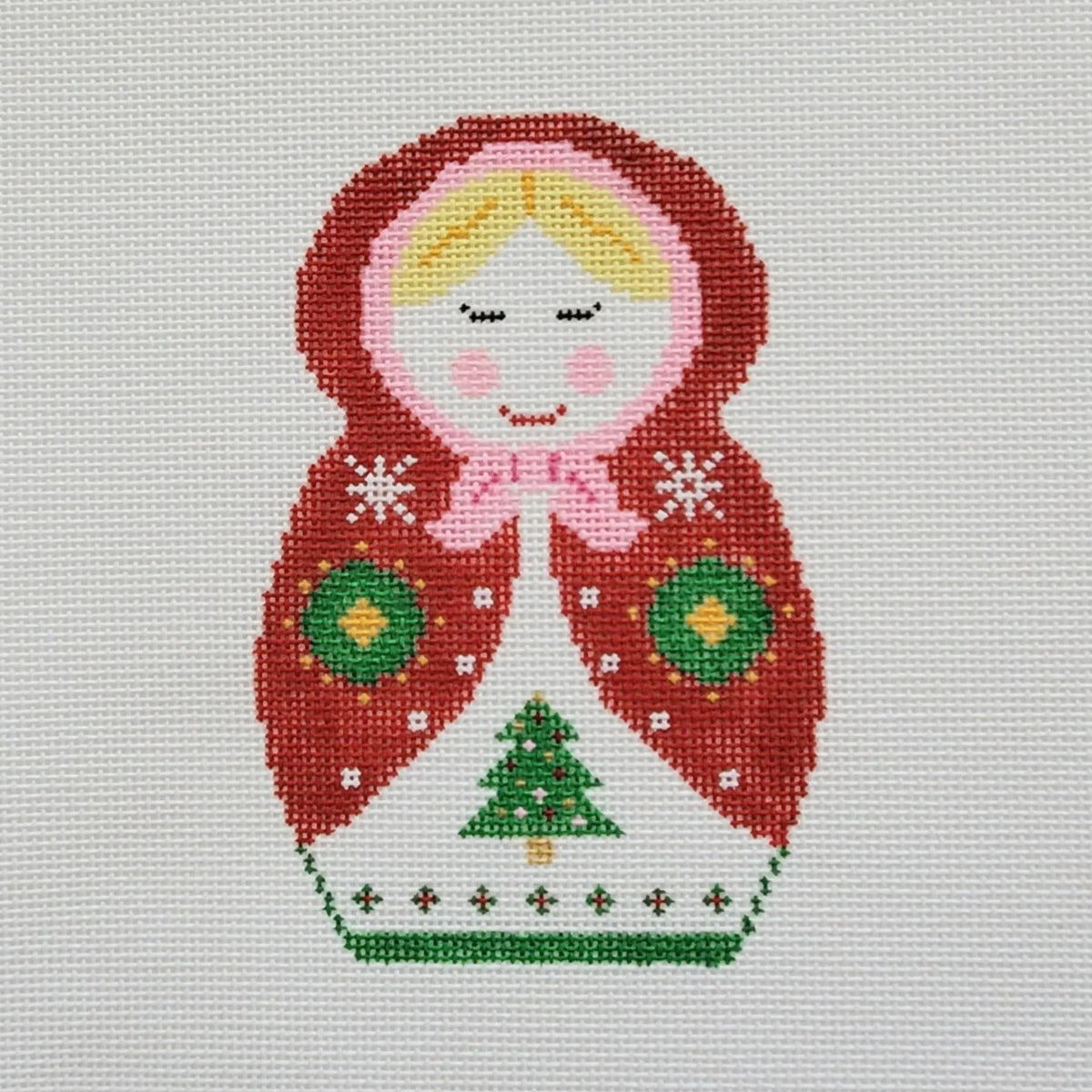 Silver Stitch Needlepoint Russian Doll Needlepoint Canvas - Christmas