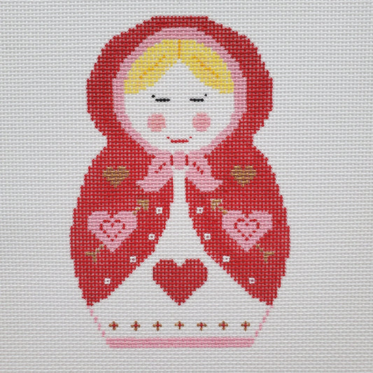 Silver Stitch Needlepoint Russian Doll Needlepoint Canvas - Valentine's