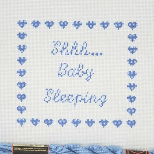 Silver Stitch Needlepoint Shhh…Baby Sleeping Needlepoint Canvas - Blue