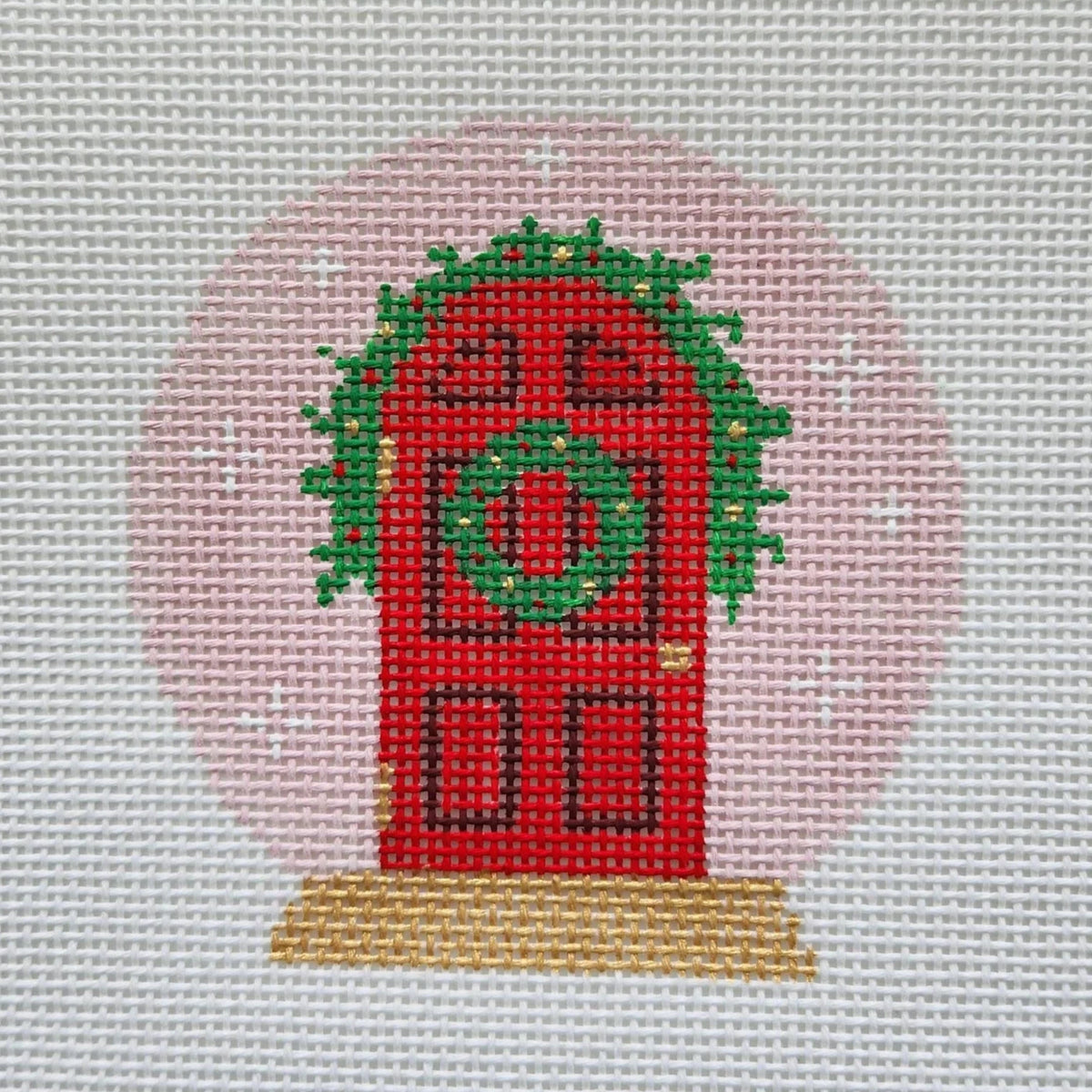 Silver Stitch Needlepoint Snow Globes Needlepoint Canvas - Red Door