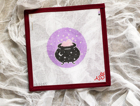 Spellbound Stitchery Celestial Cauldron Purple Needlepoint Canvas