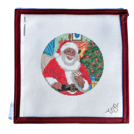 Spellbound Stitchery Kat Clayton Black Christmas Santa Needlepoint Canvas