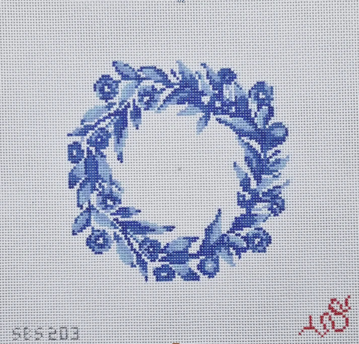 Spellbound Stitchery Maryfrances Carter Floral Wreath Needlepoint Canvas