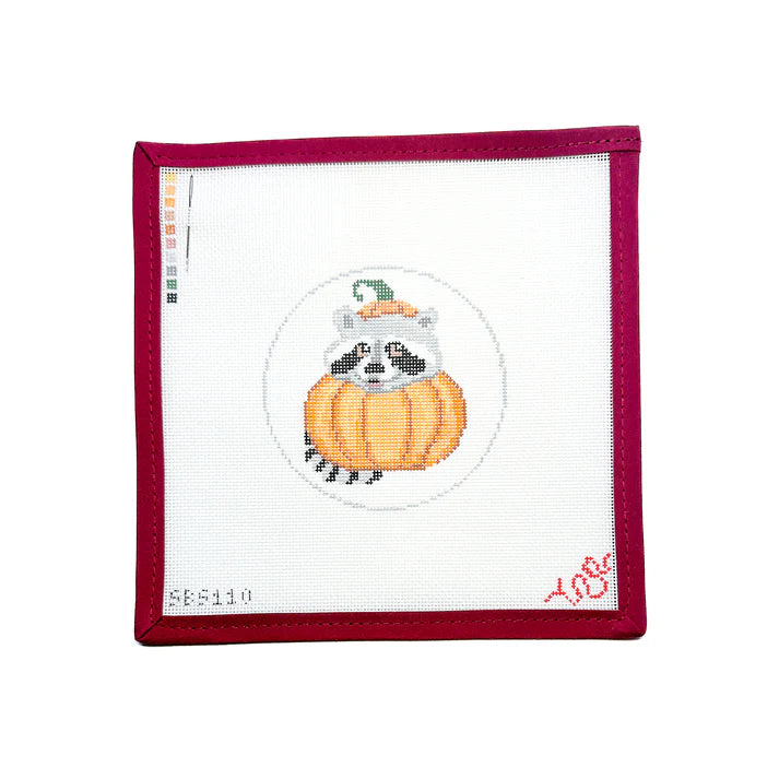 Spellbound Stitchery Pumpkin Raccoon Needlepoint Canvas