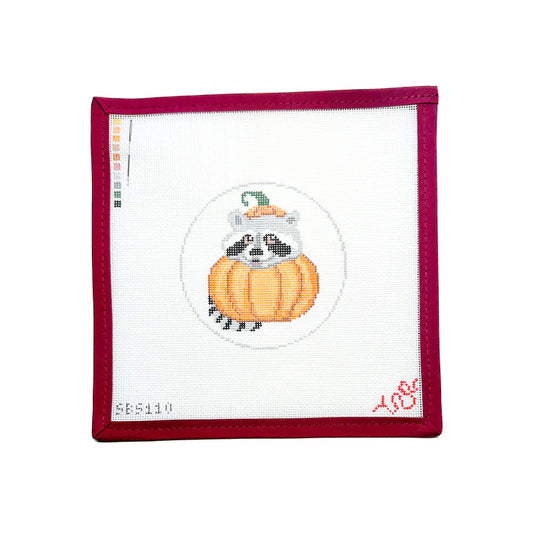 Spellbound Stitchery Pumpkin Raccoon Needlepoint Canvas