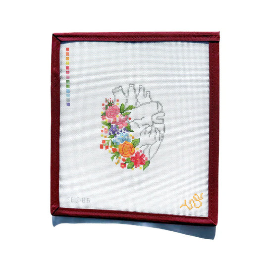 Spellbound Stitchery Small Floral Heart Needlepoint Canvas