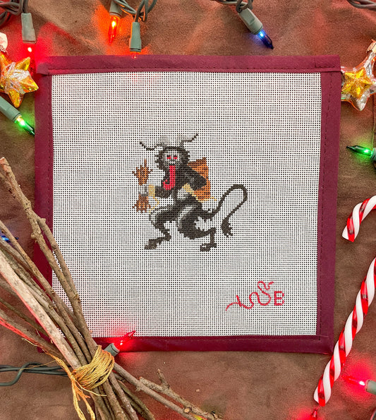 Spellbound Stitchery Krampus Round Needlepoint Canvas