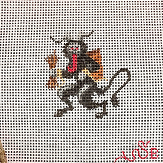 Spellbound Stitchery Krampus Round Needlepoint Canvas