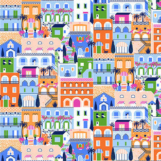 Finishing: Stacy Peterson La Dolce Vita Amalfi Coast Cotton Fabric - Multi