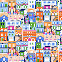 Finishing: Stacy Peterson La Dolce Vita Amalfi Coast Cotton Fabric - Multi