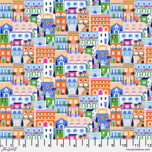 Finishing: Stacy Peterson La Dolce Vita Amalfi Coast Cotton Fabric - Multi