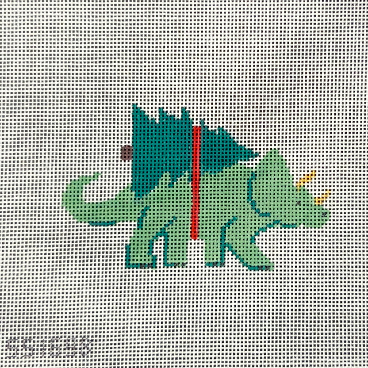 Stitch Style Christmas Dinosaur Triceratops Needlepoint Canvas