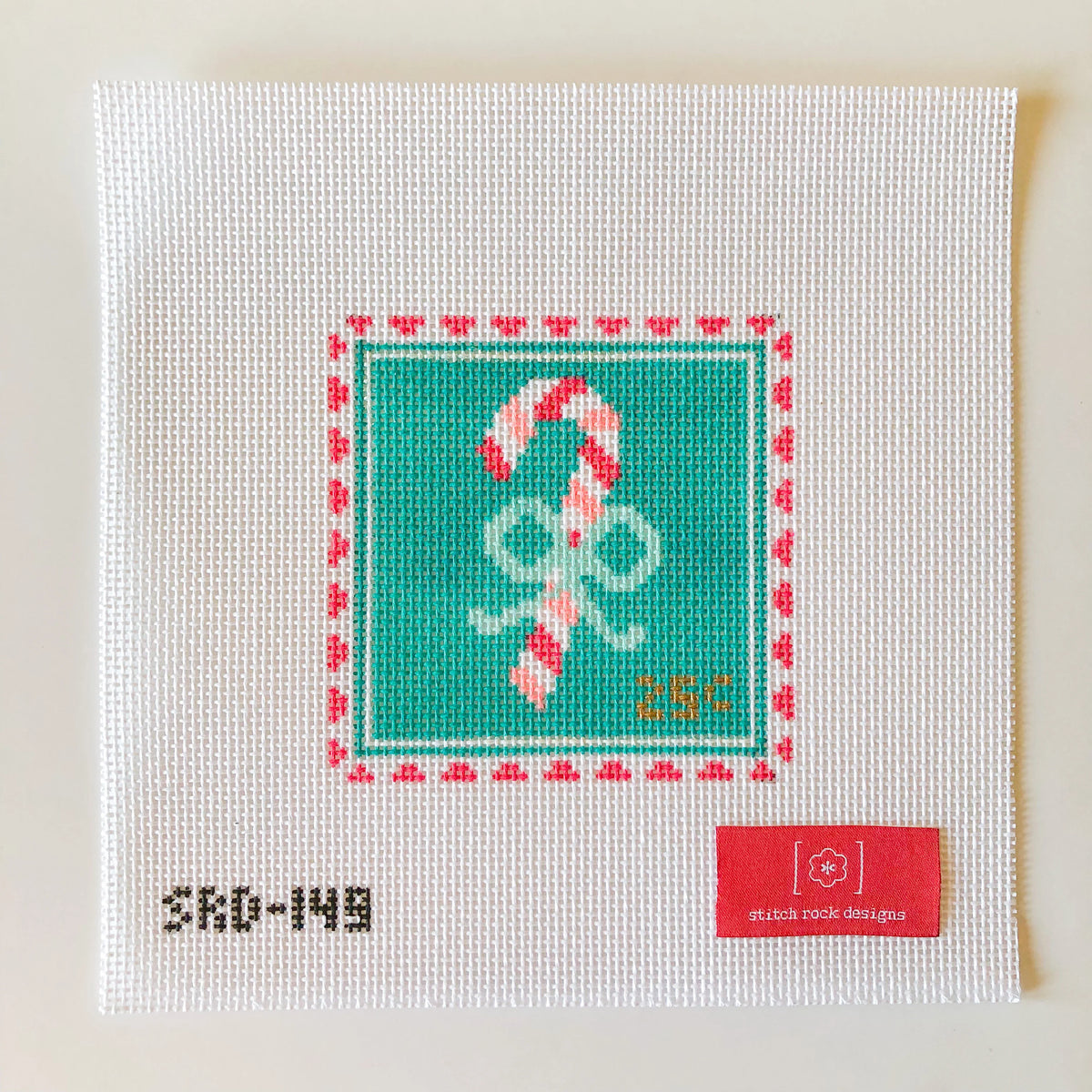 Stitch Rock Designs Candy Cane Stamp Needlepoint Canvas