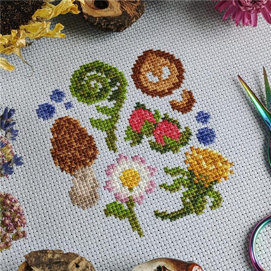 StitchSprout Spring Forage Sampler Cross Stitch Pattern