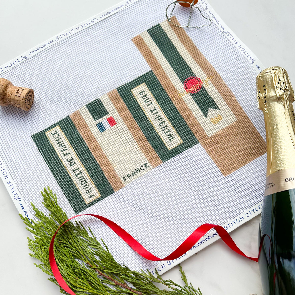 Stitch Style Alli Eagan Designs 3D Champagne Box Needlepoint Canvas