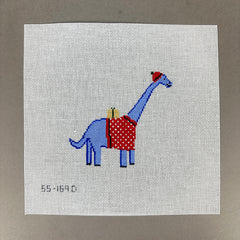 Stitch Style Christmas Dinosaur: Brontosaurus Needlepoint Canvas