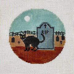 Stitch Style Cat in Graveyard Needlepoint Canvas