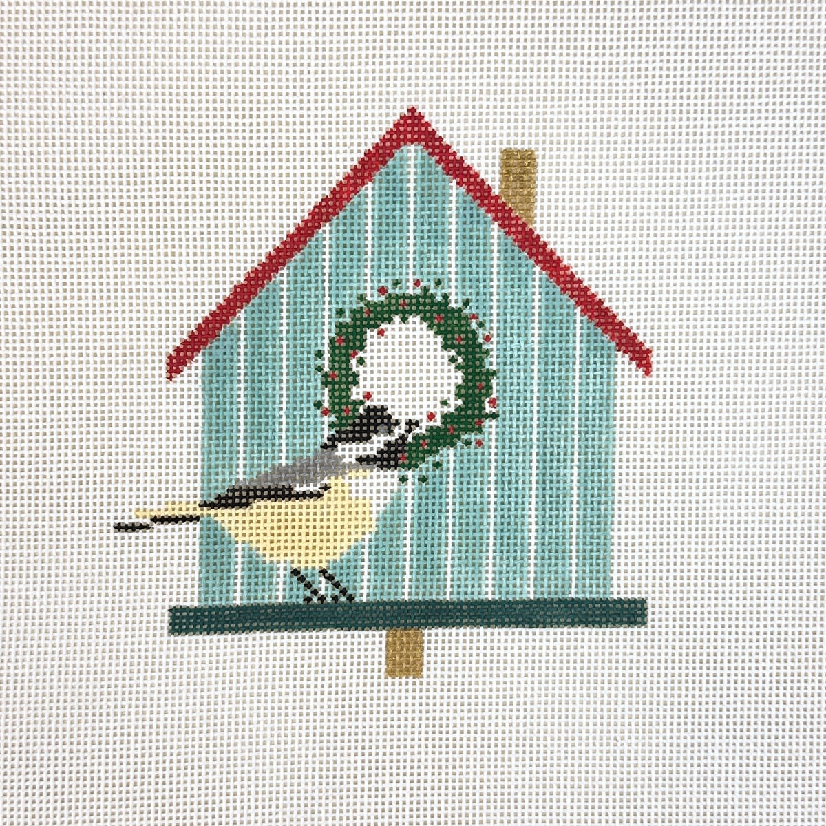 Stitch Style Needlepoint Christmas Birdhouse: Chickadee Needlepoint Canvas