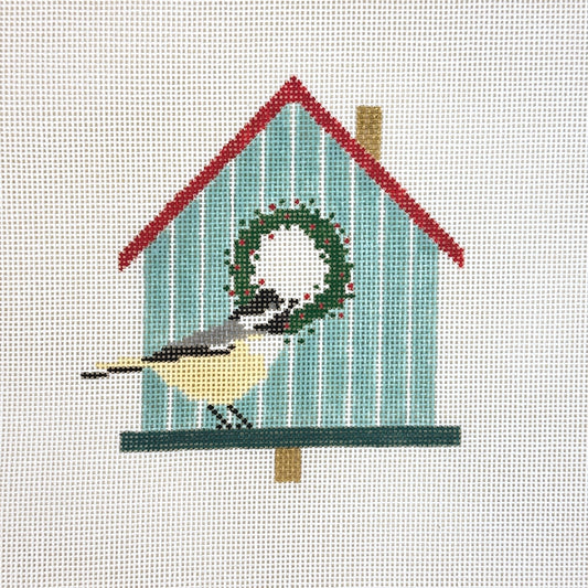 Stitch Style Needlepoint Christmas Birdhouse: Chickadee Needlepoint Canvas