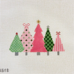 Stitch Style Needlepoint Line of Trees Needlepoint Canvas - Pink